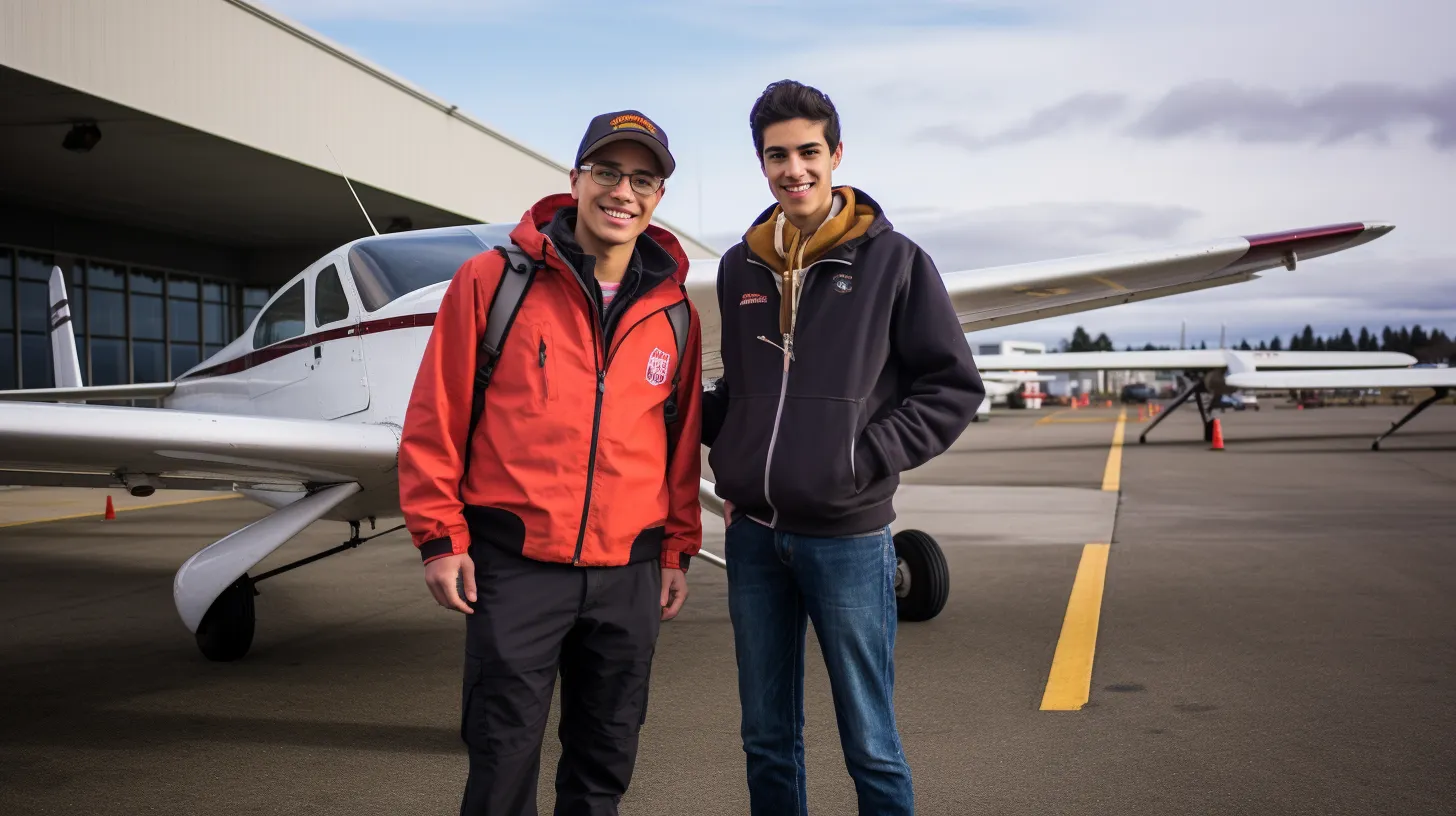 Carl and Thomas after their first piloting lesson